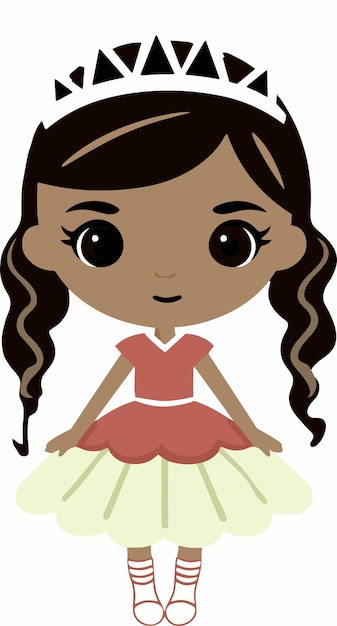 Vector linda princesa chibi con un vestido rosa