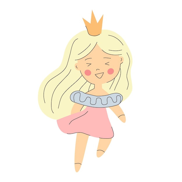 Linda princesita Kawaii chica rubia en corona Feliz cumpleaños fiesta paño