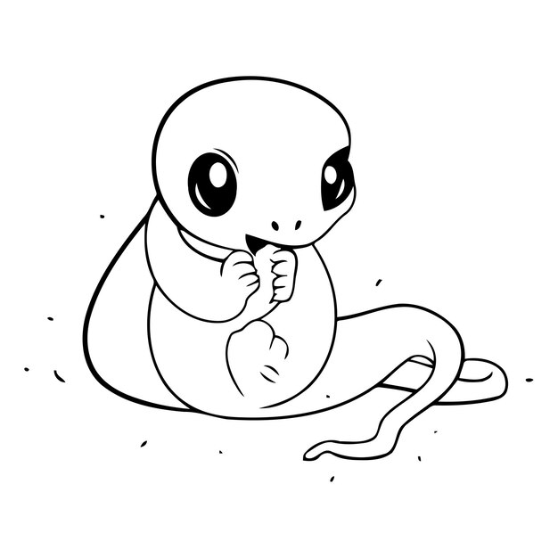 Una linda serpiente comiendo un gusano Ilustración vectorial sobre fondo blanco