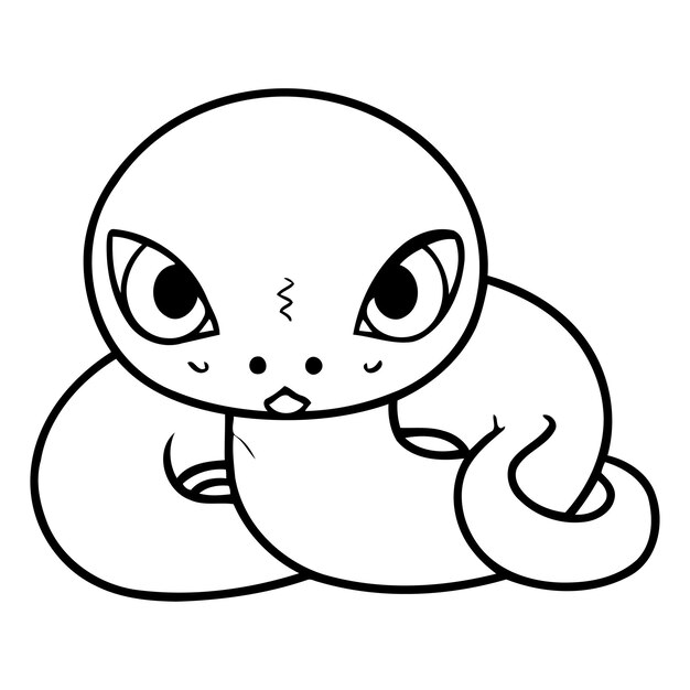 Linda serpiente de dibujos animados Ilustración vectorial aislada en un fondo blanco