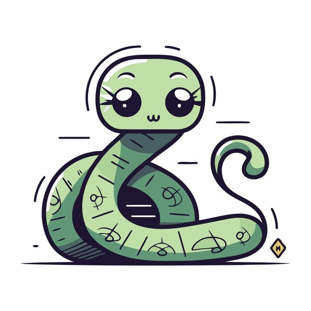 Linda serpiente de dibujos animados Ilustración vectorial aislada en fondo blanco