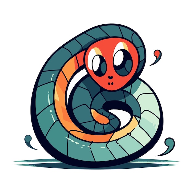 Vector una linda serpiente de dibujos animados ilustración vectorial aislada sobre un fondo blanco