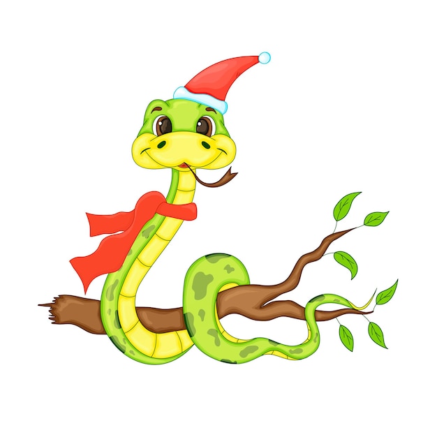 Linda serpiente de Navidad. Personaje animado