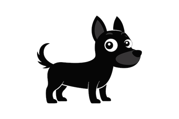 Una linda silueta de perro de dibujos animados ilustración de arte vectorial negra