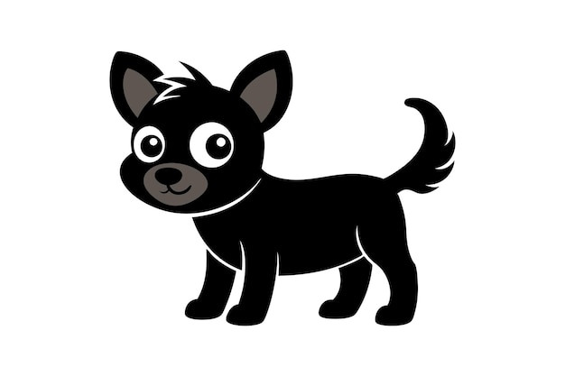 Una linda silueta de perro de dibujos animados ilustración de arte vectorial negra