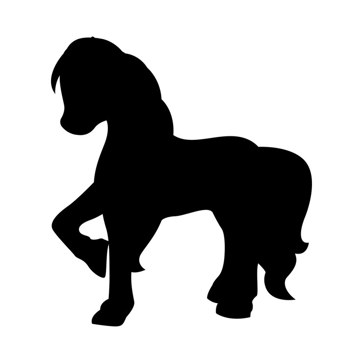 linda silueta de personaje de dibujos animados de unicornio