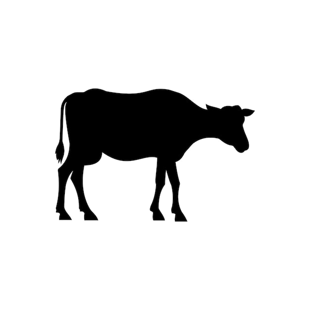 linda silueta vectorial de vaca negra y blanca ilustración de la mascota de Eid Aladha