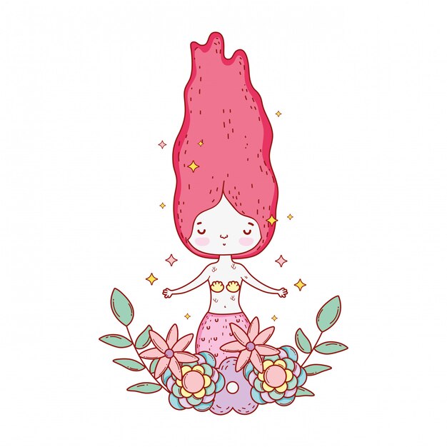 linda sirena con decoracion floral