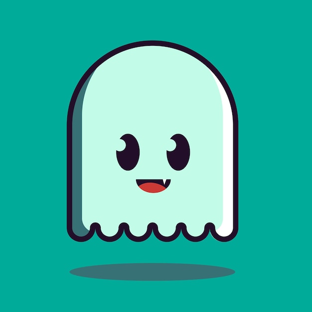 Linda sonrisa fantasma chartoon vector, feliz Halloween