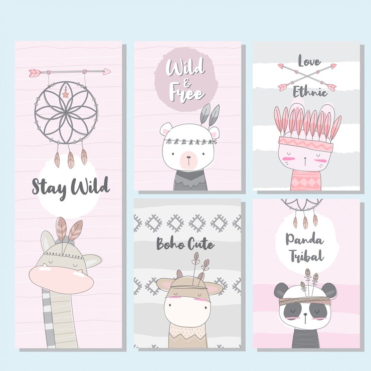 Linda tarjeta de colección boho para niño