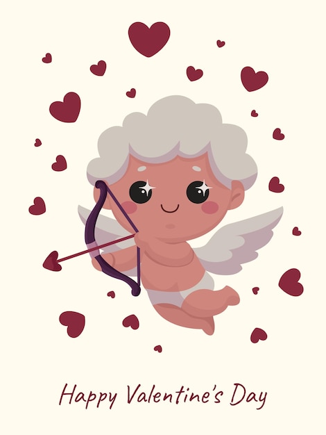 Una linda tarjeta con cupido rubio para el día de san valentín.