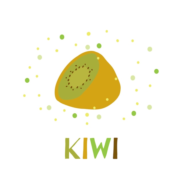 Linda tarjeta dibujada a mano con imagen divertida de kiwi