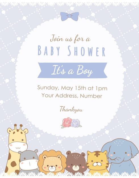 linda tarjeta de felicitación animales niño ilustración baby shower