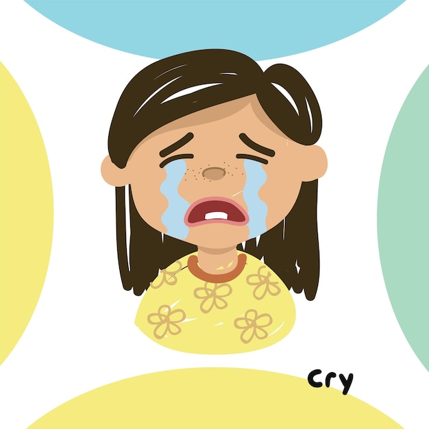 Linda tarjeta de sentimiento para niños. Conjunto de niños que expresan sentimientos con palabras adjetivas.