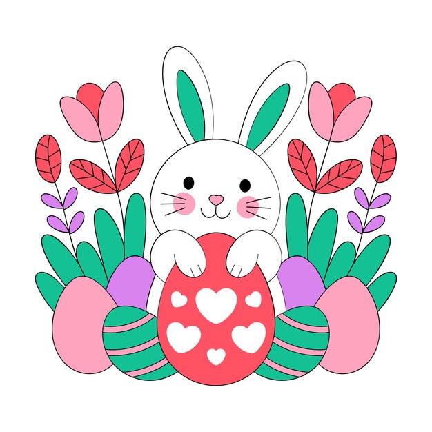 La linda tarjeta vectorial de Pascua de Bunny Hoppy