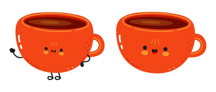 Vector linda taza divertida de personaje de café