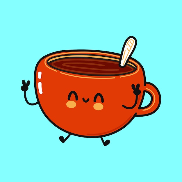 Linda taza divertida de personaje de café