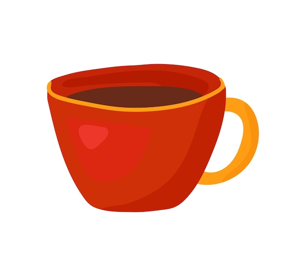 Vector linda taza roja acogedora con bebida caliente símbolo de otoño