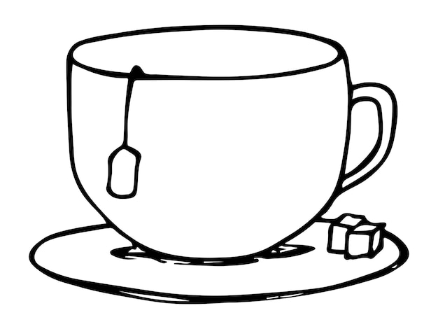 Linda taza de té ilustración Simple mug clipart Cozy home doodle