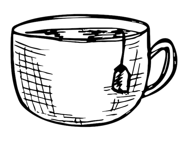 Linda taza de té ilustración simple mug clipart cozy home doodle