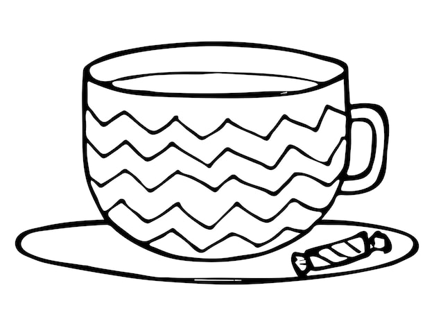 Linda taza de té o café ilustración Simple mug clipart Cozy home doodle