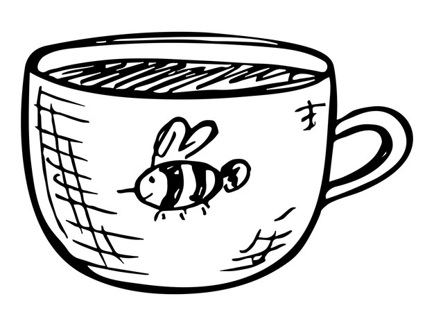 Linda taza de té o café ilustración simple mug clipart cozy home doodle