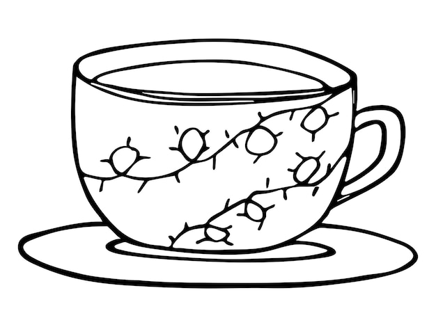 Linda taza de té o café ilustración Simple mug clipart Cozy home doodle