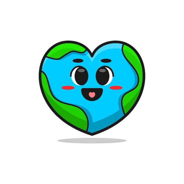 Linda tierra con forma de corazón o amor ilustración vectorial de un tema ecológico