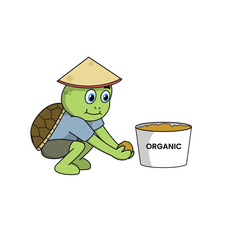 Vector una linda tortuga antropomórfica trabaja apasionadamente como granjera orgánica este personaje ecológico p