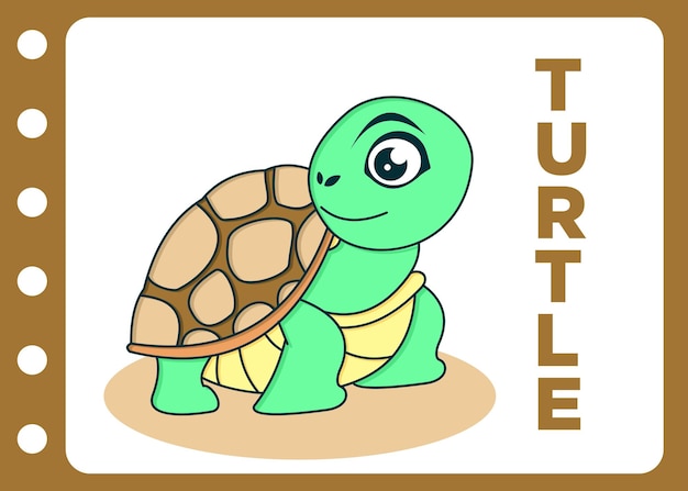 Linda tortuga de dibujos animados animal vector gratis