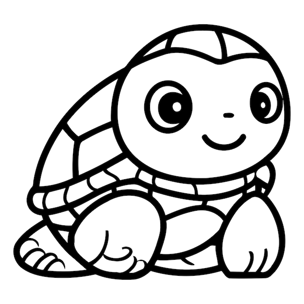 Linda tortuga de dibujos animados Ilustración vectorial aislada sobre un fondo blanco