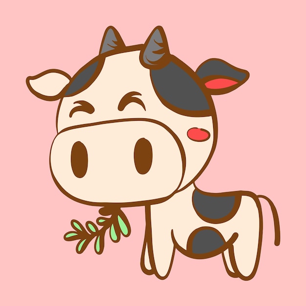 La linda vaca come la ilustración del adhesivo vectorial del icono de la mascota