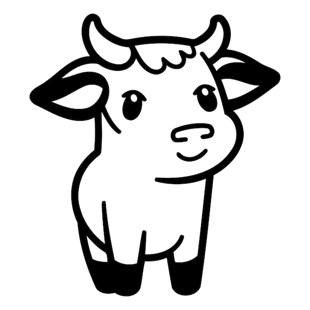 Una linda vaca de dibujos animados aislada sobre un fondo blanco Ilustración vectorial