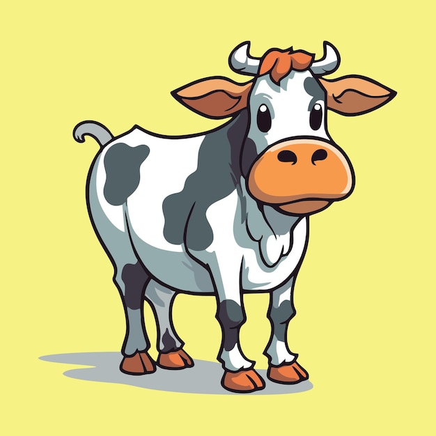 Linda vaca de dibujos animados Ilustración vectorial de una vaca Animal de granja