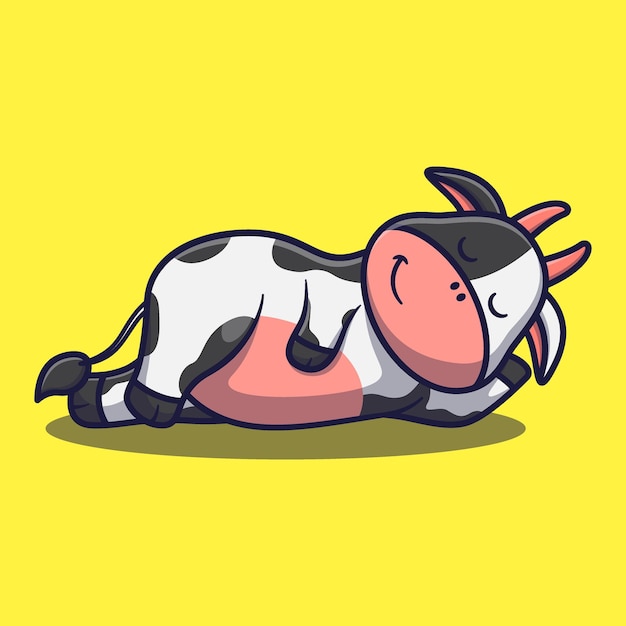 Linda vaca durmiendo dibujos animados vector icono animal ilustración kawaii