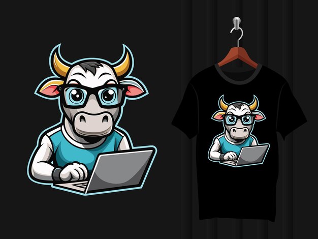 Una linda vaca con ilustraciones por computadora