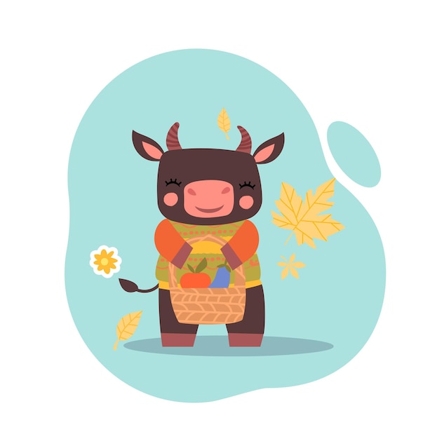 Linda vaca en otoño