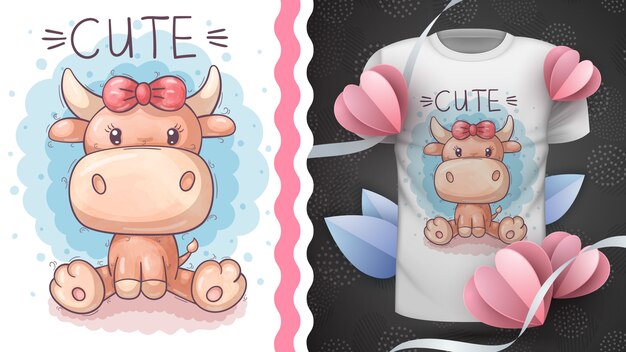 Linda vaca de peluche - idea para camiseta estampada