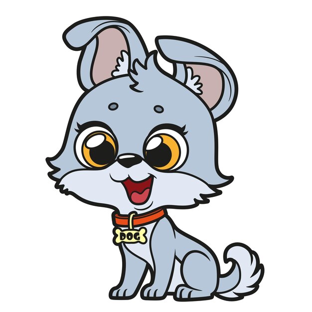 Una linda variación de color de cachorro de dibujos animados en un fondo blanco