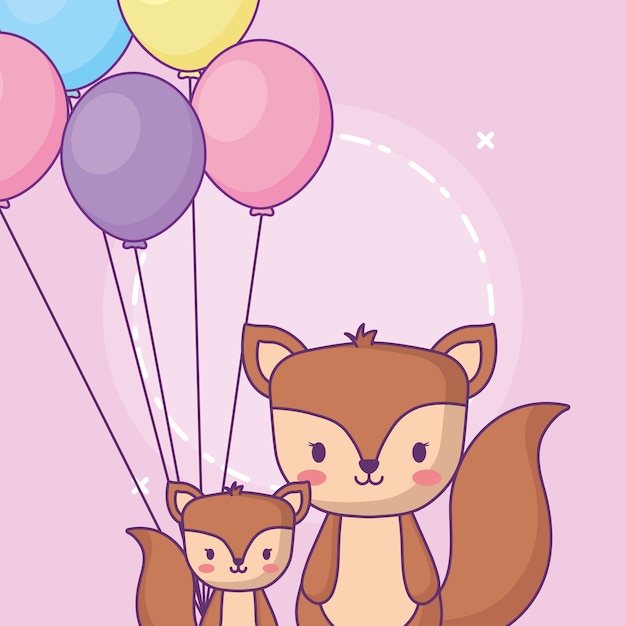 lindas ardillas con globos