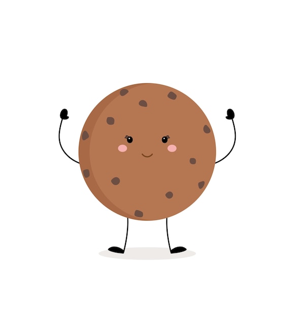 Lindas y divertidas galletas con chispas de chocolate sonrientes Ilustración vectorial de galletas lindas