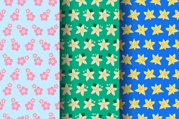 Lindas flores de patrones sin fisuras en diferentes capas
