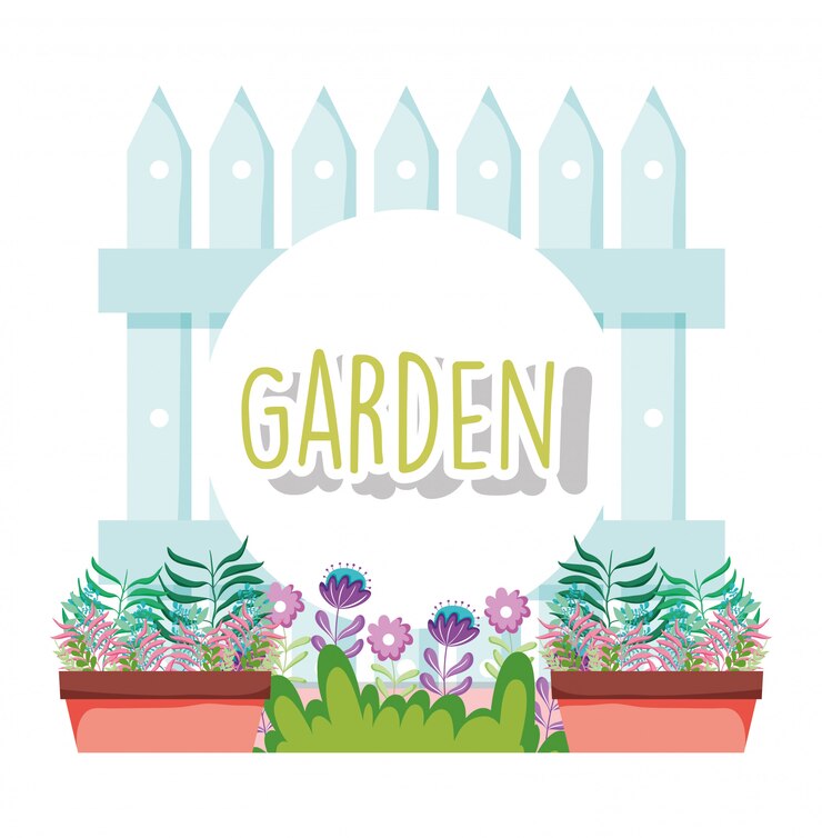 Vector lindas flores y plantas ramas deja en el jardín