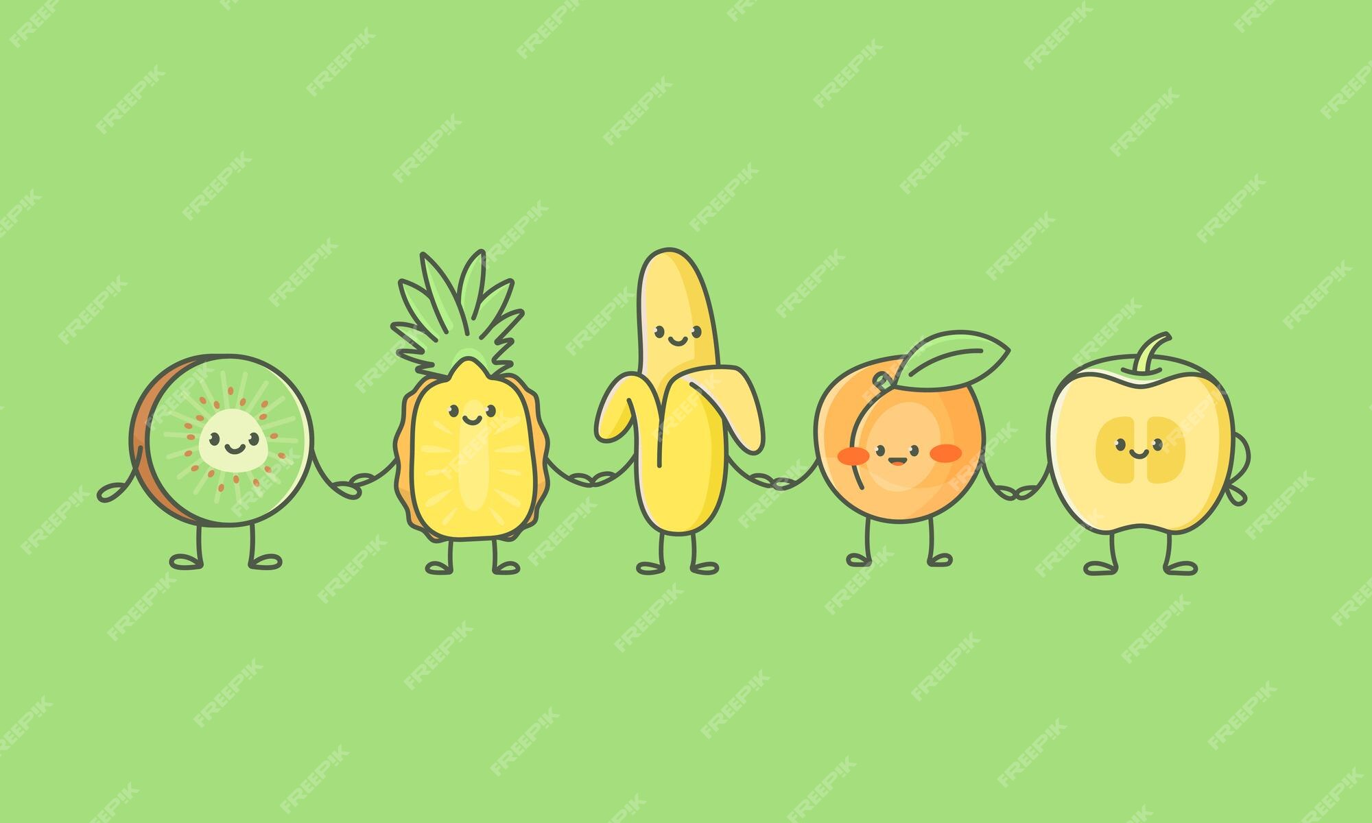 frutas van de mano una tras otra | Vector Premium