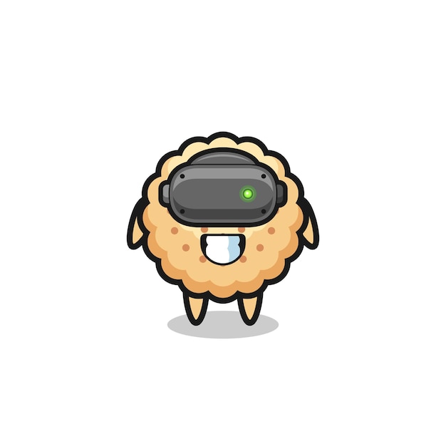 Lindas galletas redondas con auriculares VR