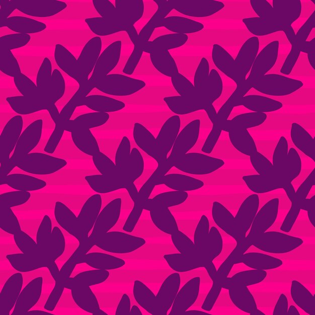 Lindas hojas tropicales extrañas de patrones sin fisuras Estilo de arte ingenuo Plantas de hojas Fondo de pantalla sin fin