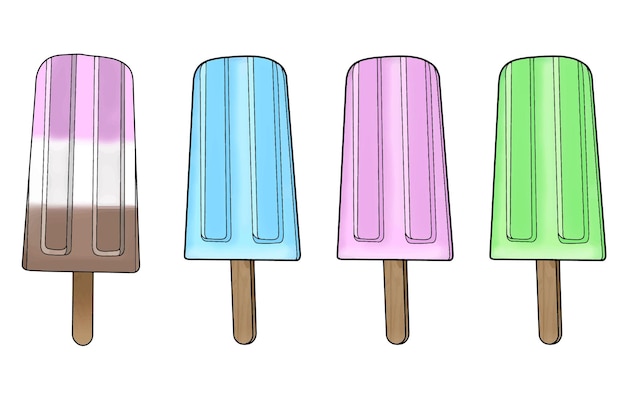 Lindas ilustraciones de helado Clipart de dulce helado en un palo Estilo plano