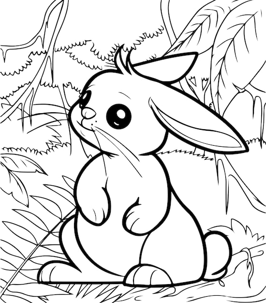 Vector lindas páginas para colorear de conejos para niños