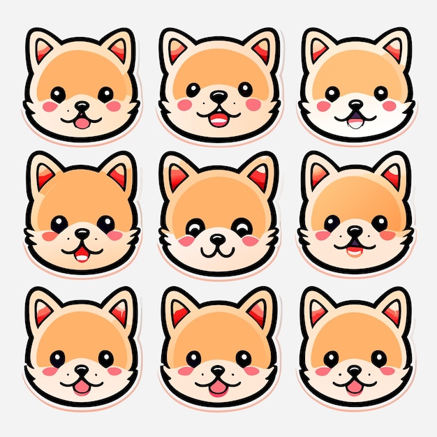 Vector lindas pegatinas conjunto de pegatinas emoticones de perros lindos