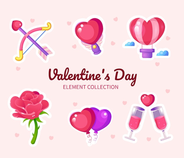 Vector lindas pegatinas para el día de san valentín